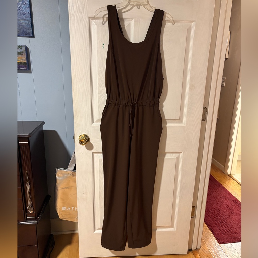 Mondetta Chocolate Brown Sleeveless Jumpsuit with Corded Ankles and Tie Waist XS - Picture 2 of 16